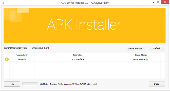 manually install adb drivers